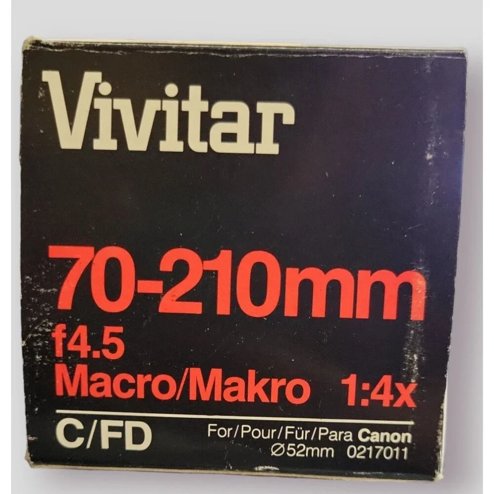 Vivitar Lens - 70-210 mm - f4.5 - Macro - 1:4x - C/FD - Canon - w/Box - Untested